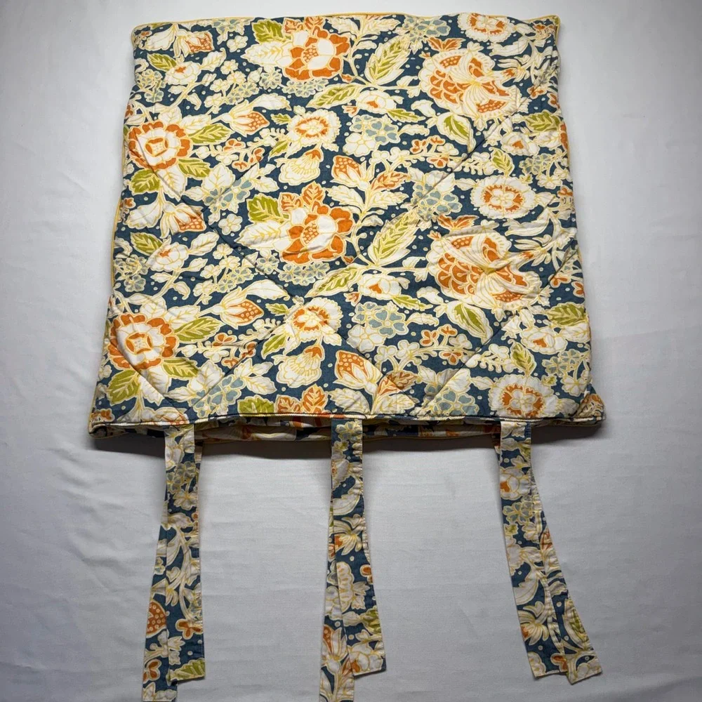 Pottery Barn Maggie Floral Euro Sham Pair Blue Orange Cottage Grandmillennial